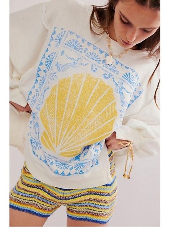 Free People Tops - Free People Camden Graphic Pullover Shell Print Slouchy NWT could fit up to a lg